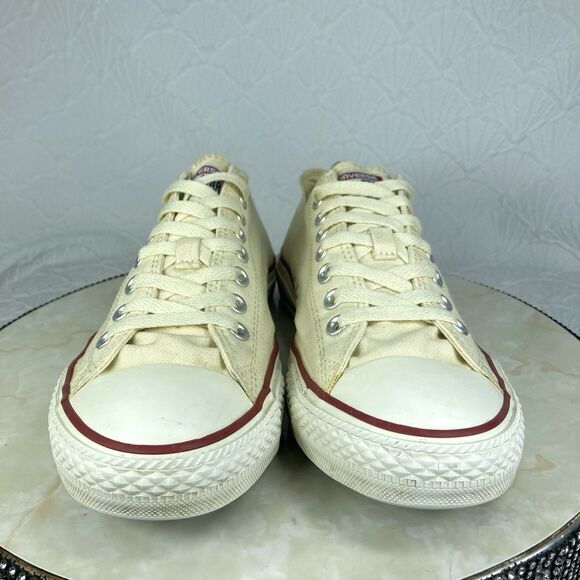 Converse All Star Low Top Sneakers Mens 10.5 Cream Canvas Streetwear Skate Shoes - Picture 3 of 13
